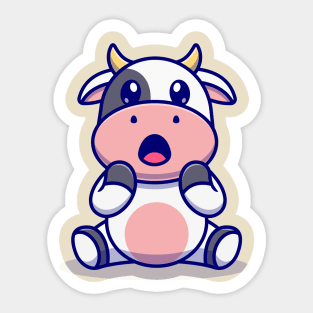 Cute Cow Surprised Cartoon Sticker